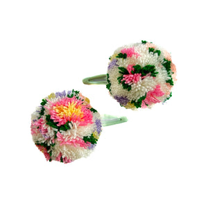 FLORAL DUO POMPOM CLIPS
