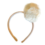 PLUSH MAXI POMPOM SILK VELVET HAIRBAND