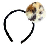 PLUSH MAXI POMPOM SILK VELVET HAIRBAND