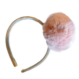PLUSH MAXI POMPOM SILK VELVET HAIRBAND