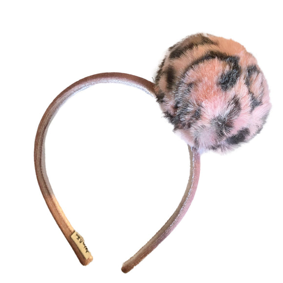 PLUSH MAXI POMPOM SILK VELVET HAIRBAND