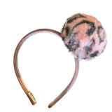 PLUSH MAXI POMPOM SILK VELVET HAIRBAND