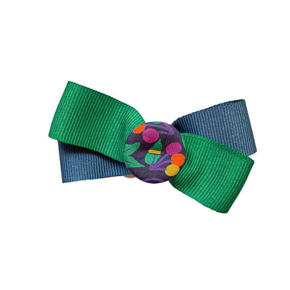 LIBERTY FABRIC BUTTON GROSGRAIN CLIPS