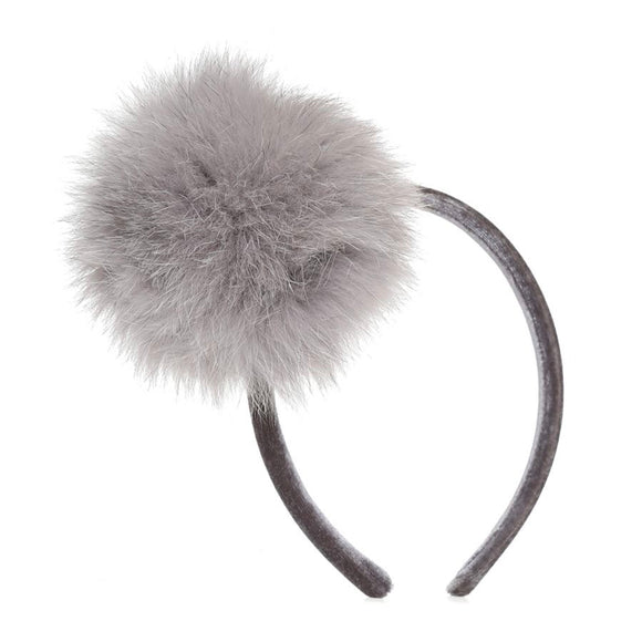 POMPOM MAXI SILK VELVET HAIRBAND